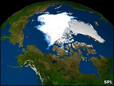 Arctic ice extent 2008