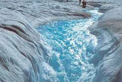 Flowing meltwater from the Greenland ice sheet