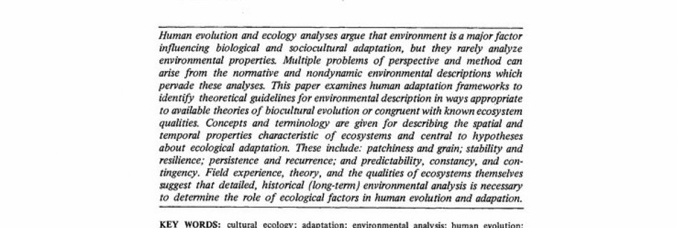 Human ecological adaptation