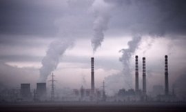 Smoke rising from a thermal power station